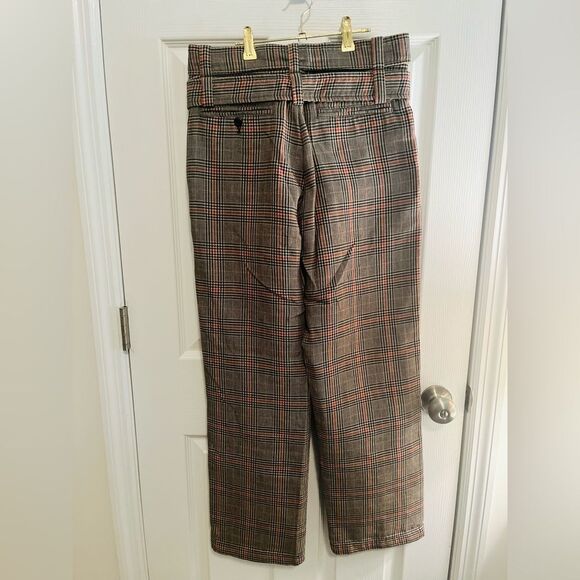 R13 Women's Plaid Cropped Pants with Leopard Belt - Picture 13 of 13